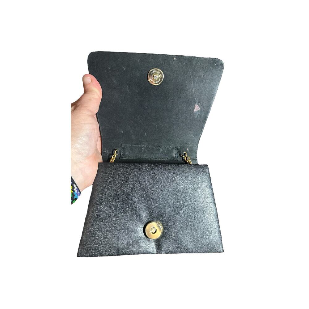 Vintage Whiting & Davis Purse Black Metal Mesh Flap Clutch Handbag chain strap - Picture 4 of 9